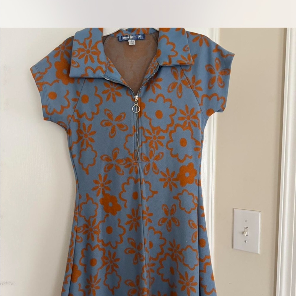 Urban Outfitters Blue and Orange Floral Mini Dress
